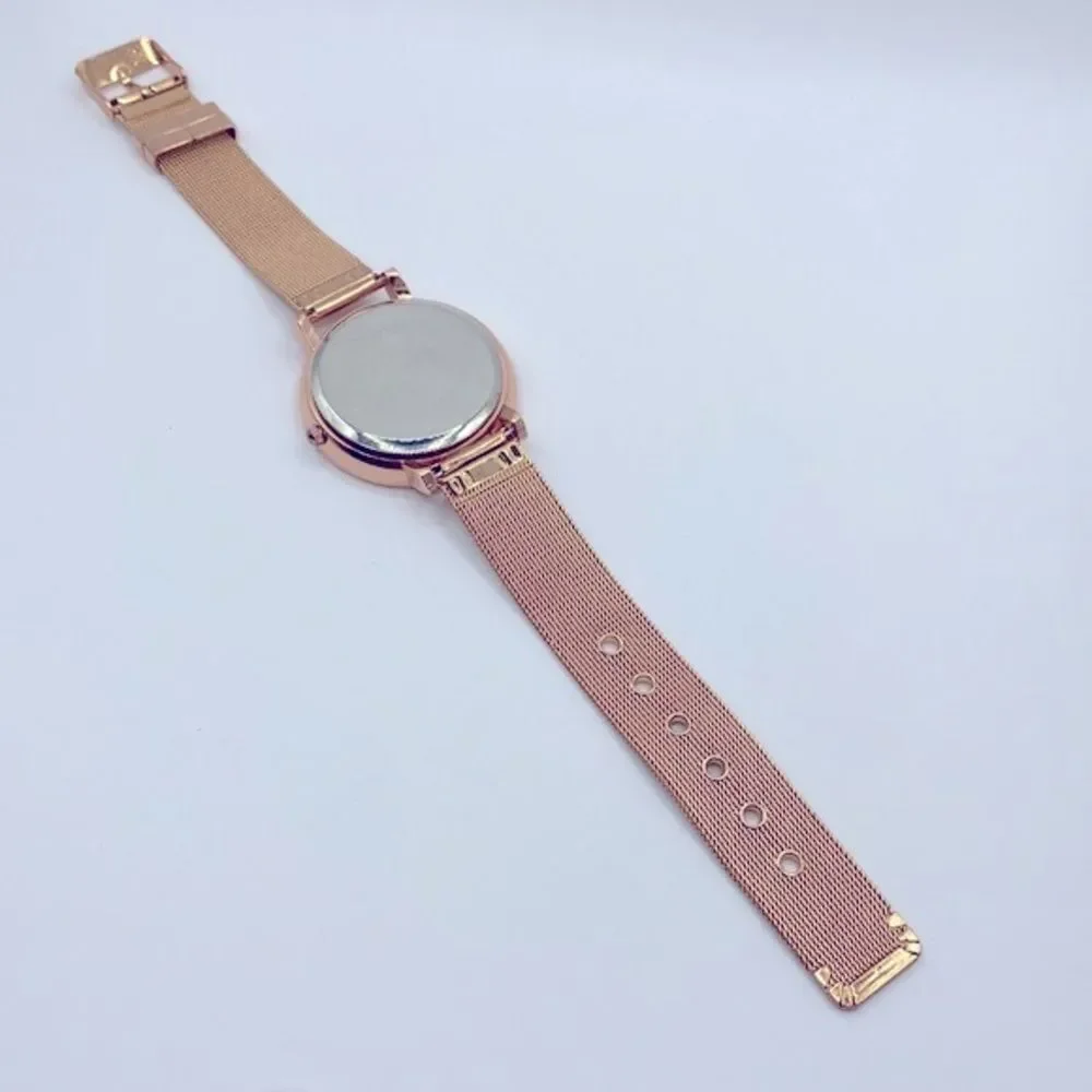 Working! Ashley Rose Gold Mesh Metal Rhinestone Bezel Watch